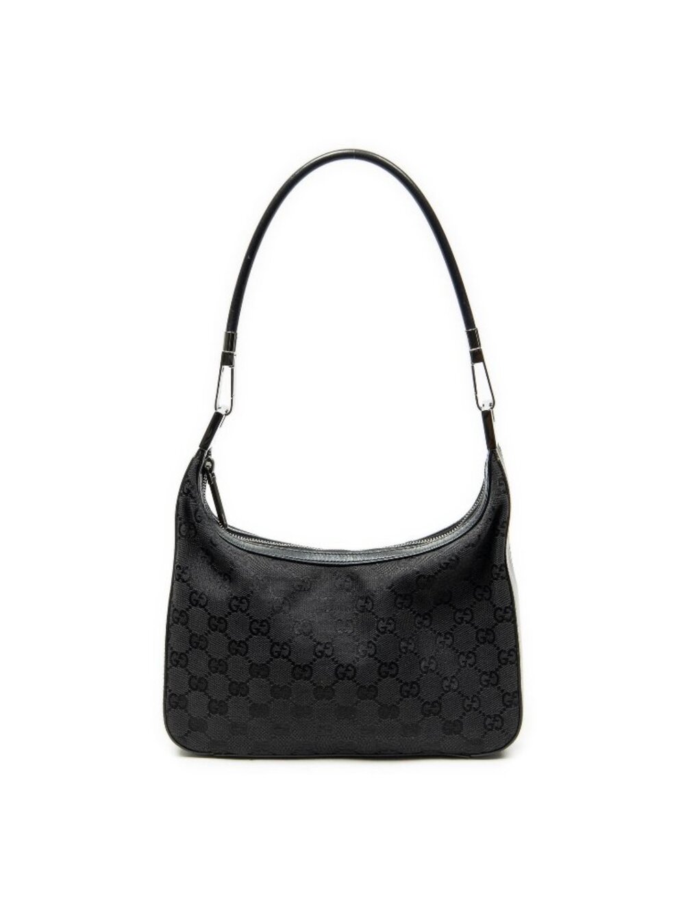 Gucci Shoulder Zip Hobo Black GG Canvas